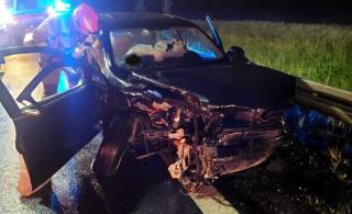 Śmiertelny wypadek na drodze krajowej nr 94 / fot. KP PSP w Środzie Śląskiej