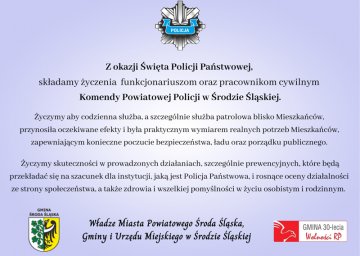 Życzenia dla Policji od władz Miasta Powiatowego, Gminy i UM Środa Śląska