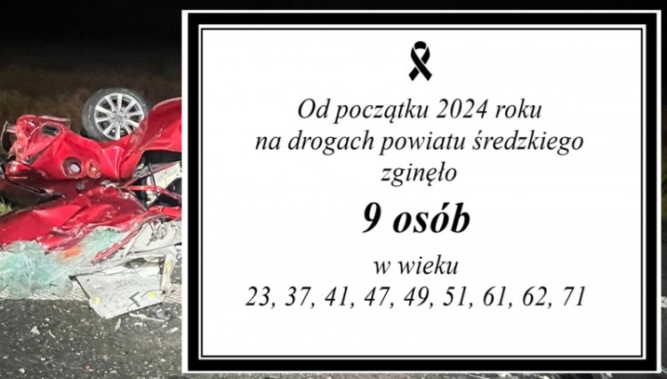 Od początku 2024 roku na drogach powiatu średzkiego zginęło 9 osób / fot. KPP Środa Śląska