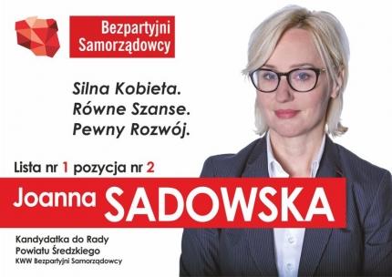 Joanna Sadowska - kandydatka do Rady Powiatu Średzkiego