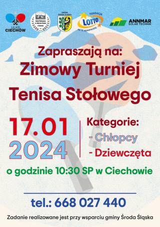 Wkrótce w Ciechowie odbędzie się Zimowy Turniej Tenisa Stołowego