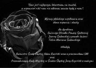 Kondolencje dla Pani Joanny Sadowskiej