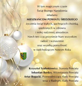 Najserdeczniejsze życzenia dla Mieszkańców Powiatu Średzkiego