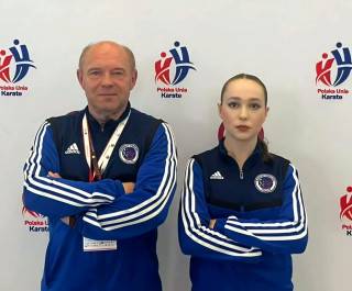Trener Bogusław Boczniewicz i Milena Żurek / fot. Średzka Sekcja Karate
