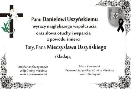 Kondolencje dla Pana Daniela Uszyńskiego