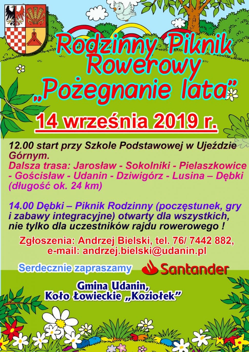 Rodzinny Piknik Rowerowy „Pożegnanie lata” w Udaninie