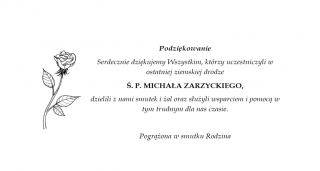 Podziękowanie od Rodziny ś.p. Michała Zarzyckiego