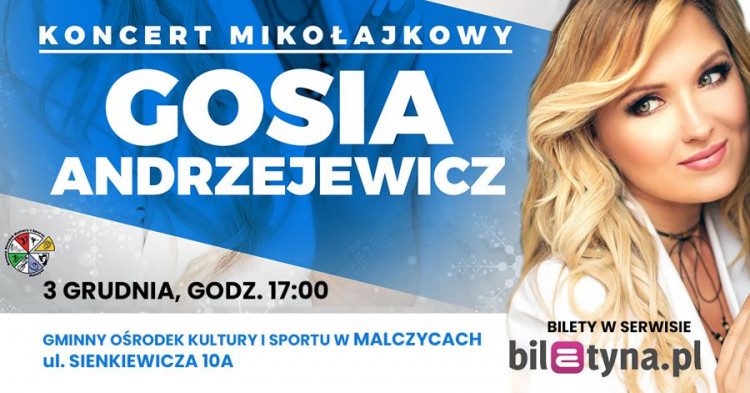 GOKiS Malczyce zaprasza na Koncert Mikołajkowy Gosi Andrzejewicz