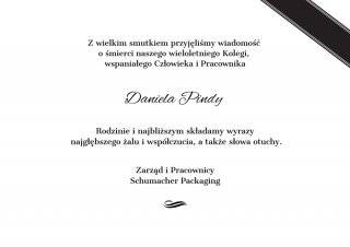 Kondolencje od Zarządu i Pracowników Schumacher Packaging