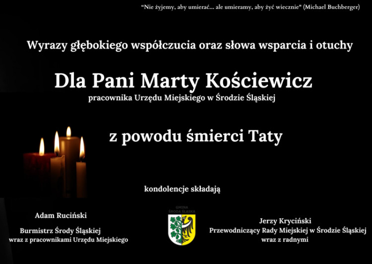 Kondolencje dla Pani Marty Kościewicz