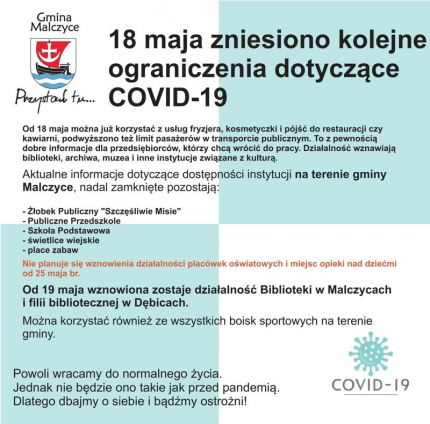 Aktualne informacje dot. dostępności instytucji na terenie gminy Malczyce