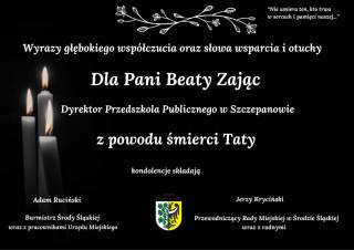 Kondolencje dla Pani Beaty Zając