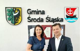 Burmistrz Środy Śląskiej Elżbieta Czarnota i Wójt Gminy Malczyce Piotr Frankowski / fot. mpr