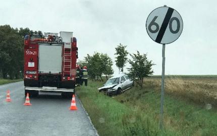 Auto w rowie. Poszkodowana jedna osoba