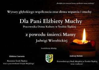 Kondolencje dla Pani Elżbiety Muchy