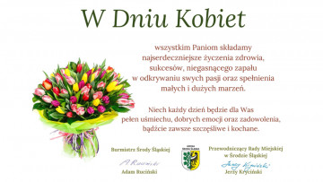 Wszystkim Paniom życzenia składają Burmistrz Adam Ruciński i Przewodniczący RM Jerzy Kryciński