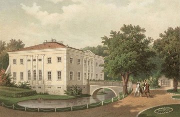Pałac w Rakoszycach na rycinie z XIX wieku