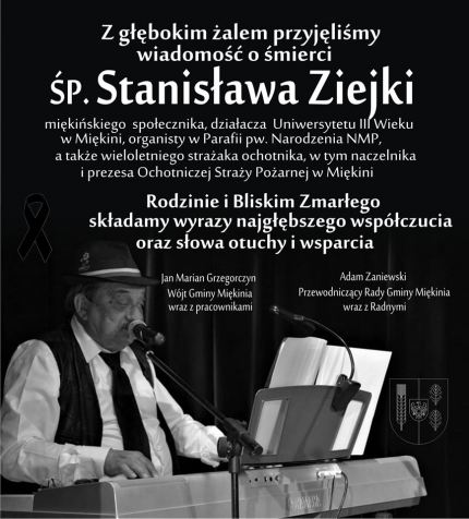 Kondolencje dla Rodziny i Bliskich śp. Stanisława Ziejki