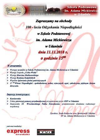 Obchody Święta Niepodległości w Udaninie