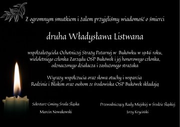 Kondolencje z powodu śmierci druha Władysława Listwana