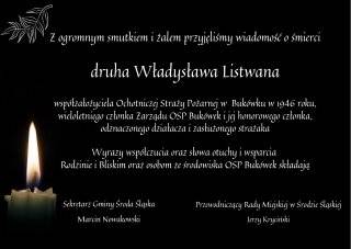 Kondolencje z powodu śmierci druha Władysława Listwana