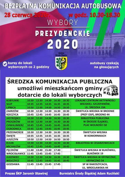 Bezpłatna komunikacja autobusowa w dniu wyborów prezydenckich