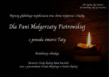 Kondolencje dla Pani Małgorzaty Piotrowskiej