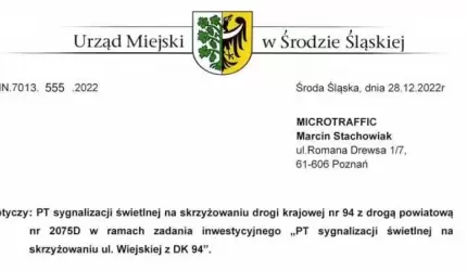 Korekta i uzupełnienia PT sygnalizacji świetlnej na DK94 i ul. Wiejskiej na wniosek GDDKiA we Wrocławiu
