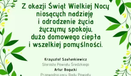 Życzenia świąteczne składają Państwu Starosta Średzki i Przewodniczący Rady Powiatu