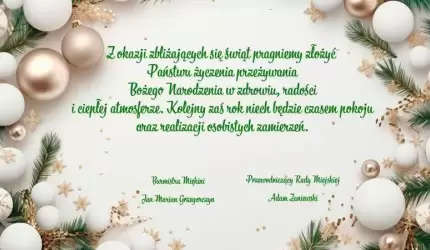 Życzenia świąteczno-noworoczne od władz Gminy Miękinia