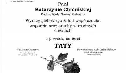 Kondolencje dla Pani Katarzyny Chicińskiej