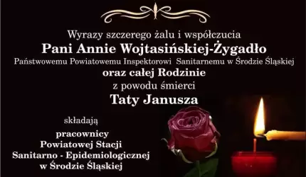 Kondolencje dla Pani Anny Wojtasińskiej-Żygadło