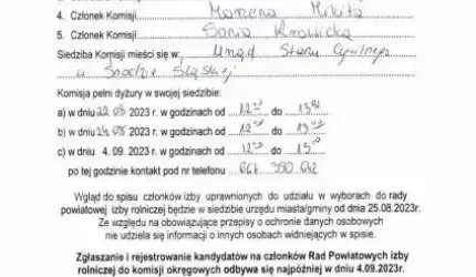 Obwieszczenie Komisji Wyborczej nr 112 w Środzie Śląskiej