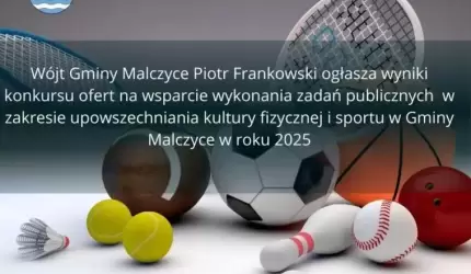 Wyniki konkursu na wsparcie kultury fizycznej i sportu w Gminie Malczyce