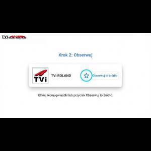 The image displays instructions to follow "TVi ROLAND" with a star icon and a button for observing the source.
