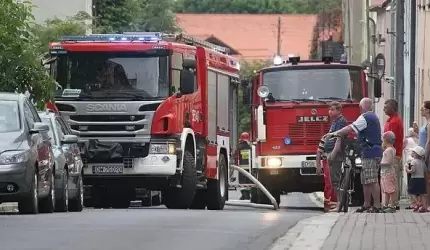 Pożar na ul.Kościuszki w Środzie Śląskiej (zdjęcia)