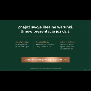 Advertising a real estate offer with contact details and a call to action for scheduling a presentation.