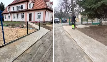 Chodnik przy świetlicy w Chwalimierzu