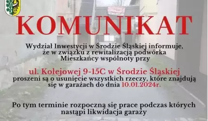 Komunikat Urzędu Miejskiego w Środzie Śląskiej