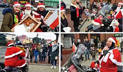 Mikołaj na motocyklu częstował mieszkańców Malczyc pączkami