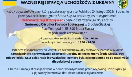 WAŻNE! Rejestracja uchodźców z Ukrainy