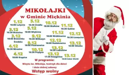 Mikołajki w gminie Miękinia - terminy spotkań w świetlicach wiejskich
