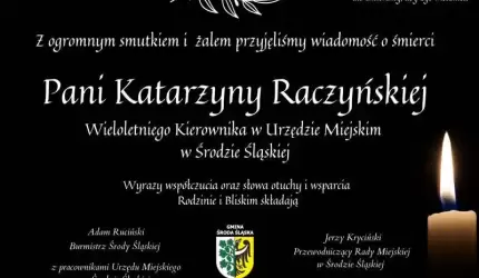 Kondolencje z powodu śmierci Pani Katarzyny Raczyńskiej