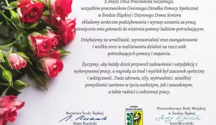 Życzenia z okazji Dnia Pracownika Socjalnego od władz Gminy Środa Śląska