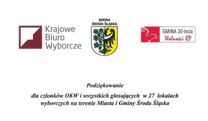 Podziękowanie dla członków Obwodowych Komisji Wyborczych i wszystkich głosujących