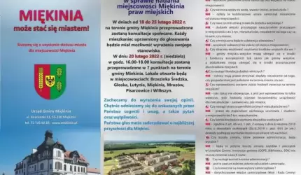 Konsultacje społeczne ws. nadania Miękini statusu miasta