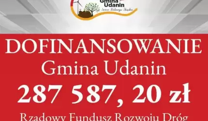 Wnioski Gminy Udanin ze znaczącym dofinansowaniem
