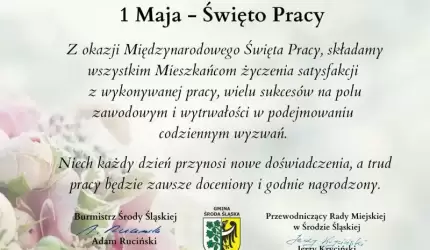 Życzenia z okazji Międzynarodowego Święta Pracy