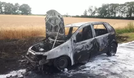 Pożar samochodu koło Samborza